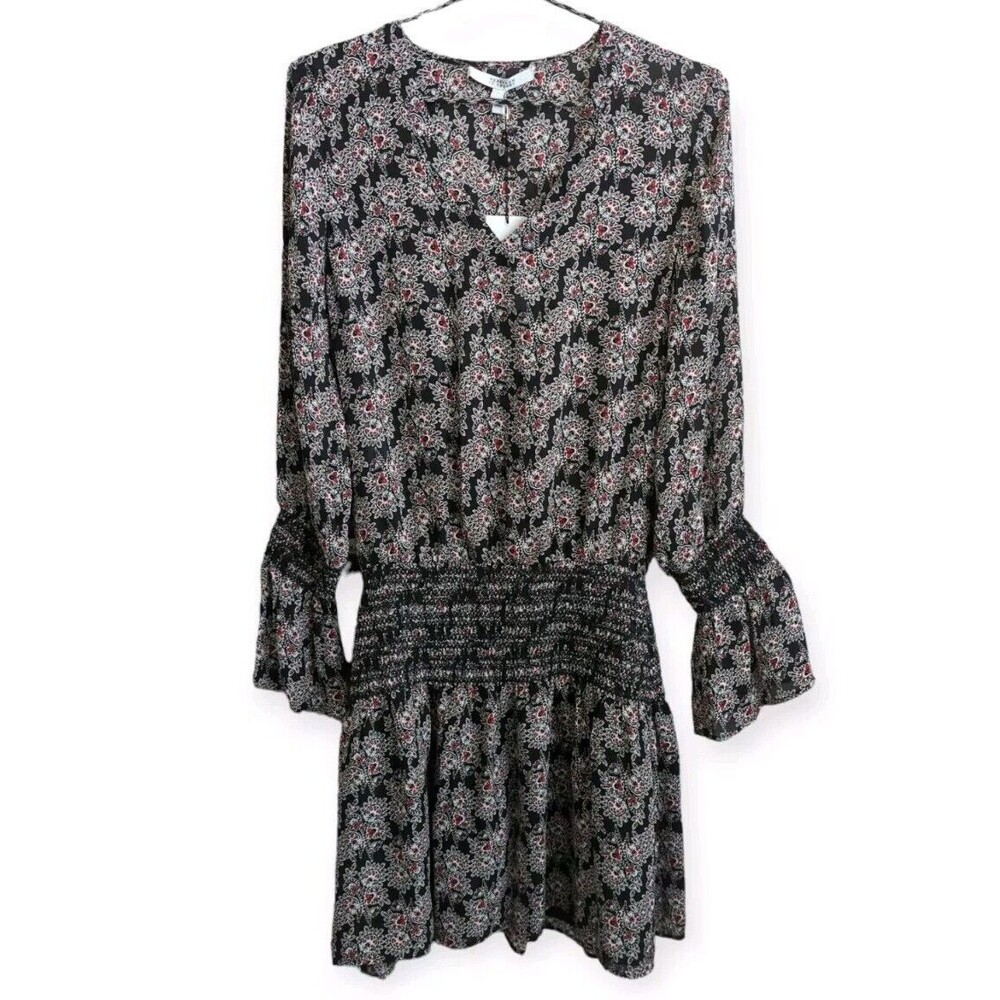 DEREK LAM 10 CROSBY Smocked Silk Floral Print Long Sleeve Mini Dress Sheer NWT 4 - Picture 7 of 11